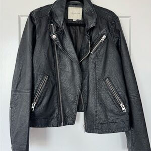 American Eagle Outfitters Black Faux Leather Moto Jacket